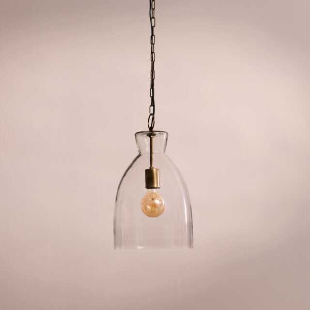 Aldsworth 37cm Glass Pendant Light - Gold with Clear Glass - image 1