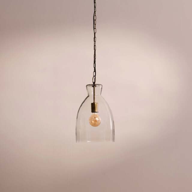 Aldsworth 37cm Glass Pendant Light - Gold with Clear Glass - image 1