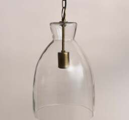 Aldsworth 37cm Glass Pendant Light - Gold with Clear Glass - thumbnail 3