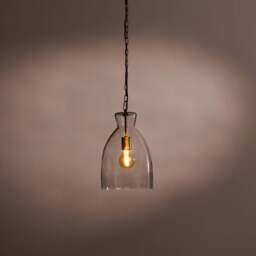 Aldsworth 37cm Glass Pendant Light - Gold with Clear Glass - thumbnail 2