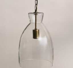 Aldsworth 37cm Glass Pendant Light - Gold with Clear Glass - thumbnail 3