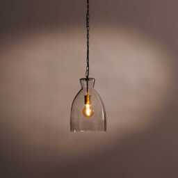 Aldsworth 37cm Glass Pendant Light - Gold with Clear Glass - thumbnail 2