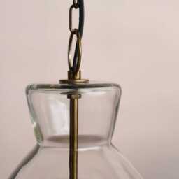 Aldsworth 37cm Glass Pendant Light - Gold with Clear Glass - thumbnail 4