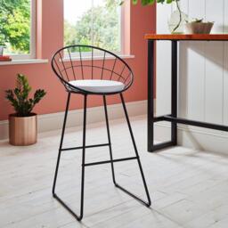 Jimmy Black Wire Barstool - Black Metal Legs