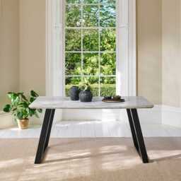 Atlas 160cm White Marble Veneer Dining Table Set - 6 Seater - Dolly Cream Boucle Dining Chairs with Black Legs - thumbnail 2