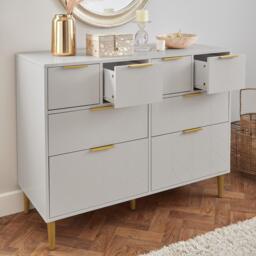 Gloria 8 Drawer Chest of Drawers - Grey & Brass Effect - thumbnail 3