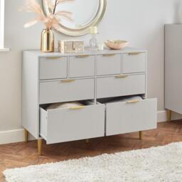 Gloria 8 Drawer Chest of Drawers - Grey & Brass Effect - thumbnail 2