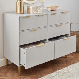 Gloria 8 Drawer Chest of Drawers - Grey & Brass Effect - thumbnail 4