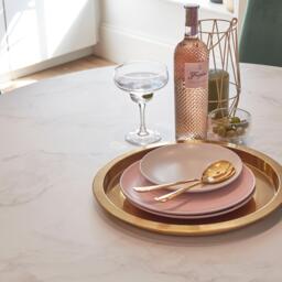 Clara Marble Effect Round Dining Table - Gold Frame - thumbnail 4
