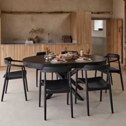 Amelia Black Oak Oval Extending Dining Table Set - 6 Seater - Carter Black Oak Dining Armchairs