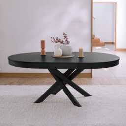 Amelia Black Oak Oval Extending Dining Table Set - 6 Seater - Carter Black Oak Dining Armchairs - thumbnail 3