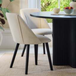Orla 120cm Jet Black Mango Wood Round Dining Table Set - 4 Seater - Freya Sand Dining Chair - Black Legs - thumbnail 4