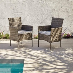 Kemble 4 Seater Rattan Round Dining Set with Grey LED Premium Parasol & Parasol Rain Cover - Grey Weave - thumbnail 4