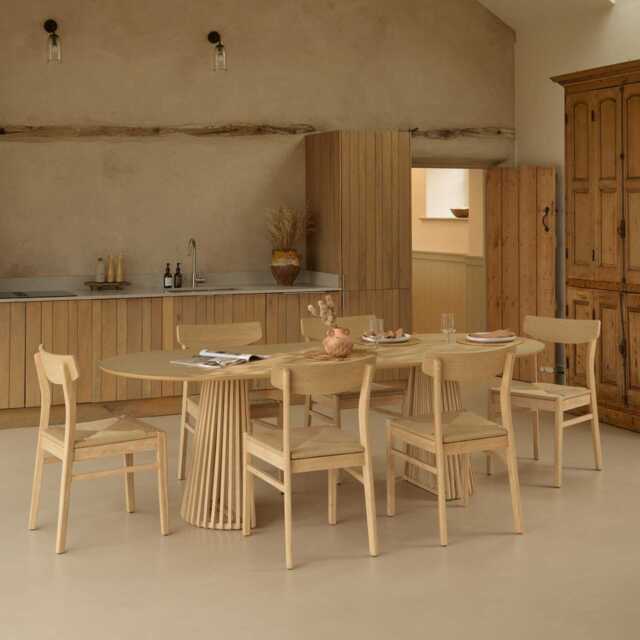 Willow Whitewash Oak Oval Dining Table Set - 6 Seater - Faye Dining Chairs - Whitewash Oak Legs - image 1
