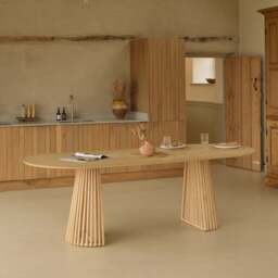 Willow Whitewash Oak Oval Dining Table Set - 6 Seater - Faye Dining Chairs - Whitewash Oak Legs - thumbnail 2