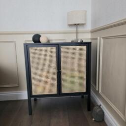 Charlie 2 Door Small Sideboard - Cane & Black - thumbnail 2