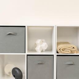 Cara 16 Cube Storage Unit - Chalk White - Two 8x2 Units - Grey Basket - thumbnail 4