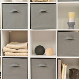 Cara 16 Cube Storage Unit - Chalk White - Two 8x2 Units - Grey Basket - thumbnail 6