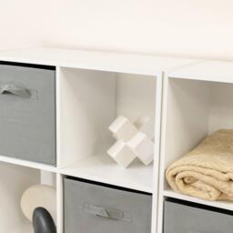Cara 16 Cube Storage Unit - Chalk White - Two 8x2 Units - Grey Basket - thumbnail 5