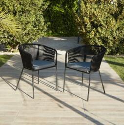 Lennox Table with 6 Hali Black Dining Chairs & Grey Lean Over Parasol - thumbnail 3