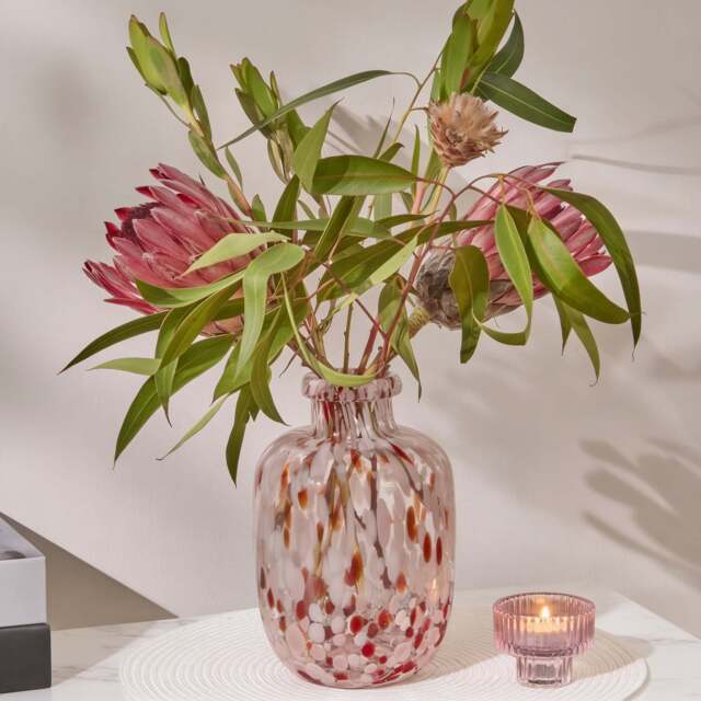 Lazio 20cm Glass Vase - Paprika & Blush Pink Confetti - image 1