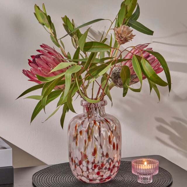 Lazio 20cm Glass Vase - Paprika & Blush Pink Confetti - image 1