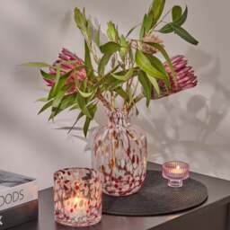 Lazio 20cm Glass Vase - Paprika & Blush Pink Confetti - thumbnail 2