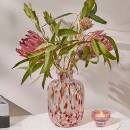 Lazio 20cm Glass Vase - Paprika & Blush Pink Confetti