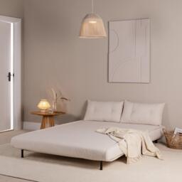 Una 2 Seater Double Sofa Bed - White Teddy - thumbnail 2