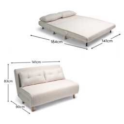 Una 2 Seater Double Sofa Bed - White Teddy - thumbnail 6