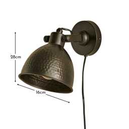 Hale Metal Plug in Wall Light - Black - thumbnail 5
