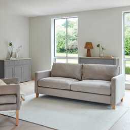 Ava 3 Seater Sofa - Soft Beige with Pale Oak Legs - thumbnail 5