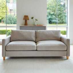 Ava 3 Seater Sofa - Soft Beige with Pale Oak Legs - thumbnail 3