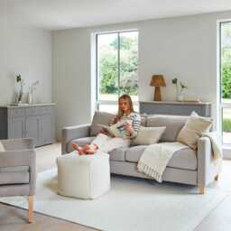 Ava 3 Seater Sofa - Soft Beige with Pale Oak Legs - thumbnail 4