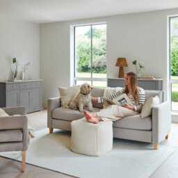 Ava 3 Seater Sofa - Soft Beige with Pale Oak Legs - thumbnail 2