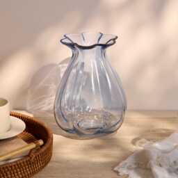 Verona 20cm Glass Vase - Cornflower Blue