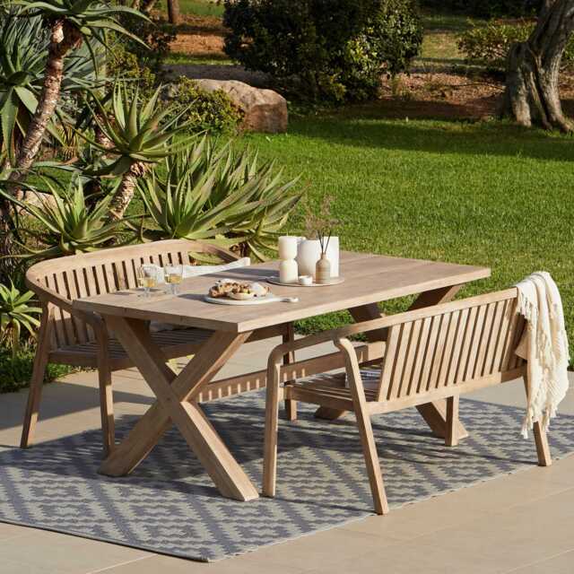 Charlotte 6 Seater Wooden Garden Dining Set with Shiro Benches - image 1