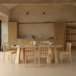 Farren Whitewash Oval Dining Table Set - 6 Seater - Tilly Dining Chairs - Whitewash Oak Legs