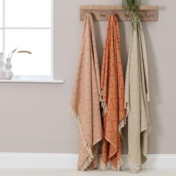 Elborough Diamond Pattern Cotton Throw - Blush Pink - thumbnail 4