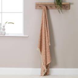 Elborough Diamond Pattern Cotton Throw - Blush Pink - thumbnail 2