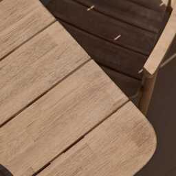 Elowen 6 Seater Wooden Garden Dining Table - Light Brushed Acacia - thumbnail 4