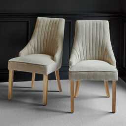 Nadine Marl Taupe Dining Chairs - Set of 2 - Whitewash Legs - thumbnail 1