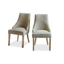 Nadine Marl Taupe Dining Chairs - Set of 2 - Whitewash Legs - thumbnail 4