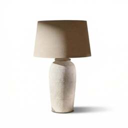 Selham 47cm Rustic White Ceramic Lamp Base & Coningsby Taupe Cotton Lampshade - 40cm - thumbnail 6