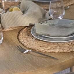 Farren 120cm Whitewash Oak Round Dining Table Set - 4 Seater - Freya Oat Boucle Armchairs with Whitewash Legs - thumbnail 6