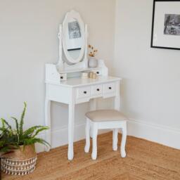 Capri White Dressing Table with Mirror & Stool - thumbnail 6