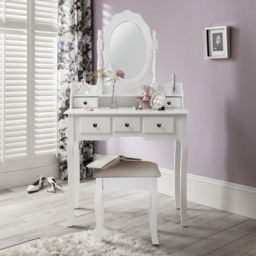 Capri White Dressing Table with Mirror & Stool - thumbnail 2