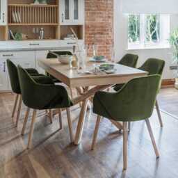 Freya Fern Green Armchairs - Set of 2 - Whitewash Oak Legs - thumbnail 2