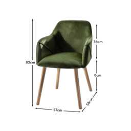 Freya Fern Green Armchairs - Set of 2 - Whitewash Oak Legs - thumbnail 3