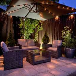 Cote 4 Seater Rattan Garden Sofa Set with Grey Lean Over Parasol - Grey Weave - thumbnail 5